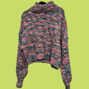 Multi Color Cropped Knit Turtleneck